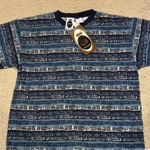 NWTVintage 80/90s Bugle Boy Cotton Geometric Tribal T-Shirt Size-Large